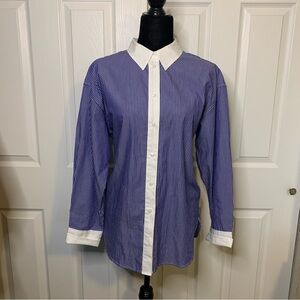 H&M Blue/White Stripped Oversized Office Button Down